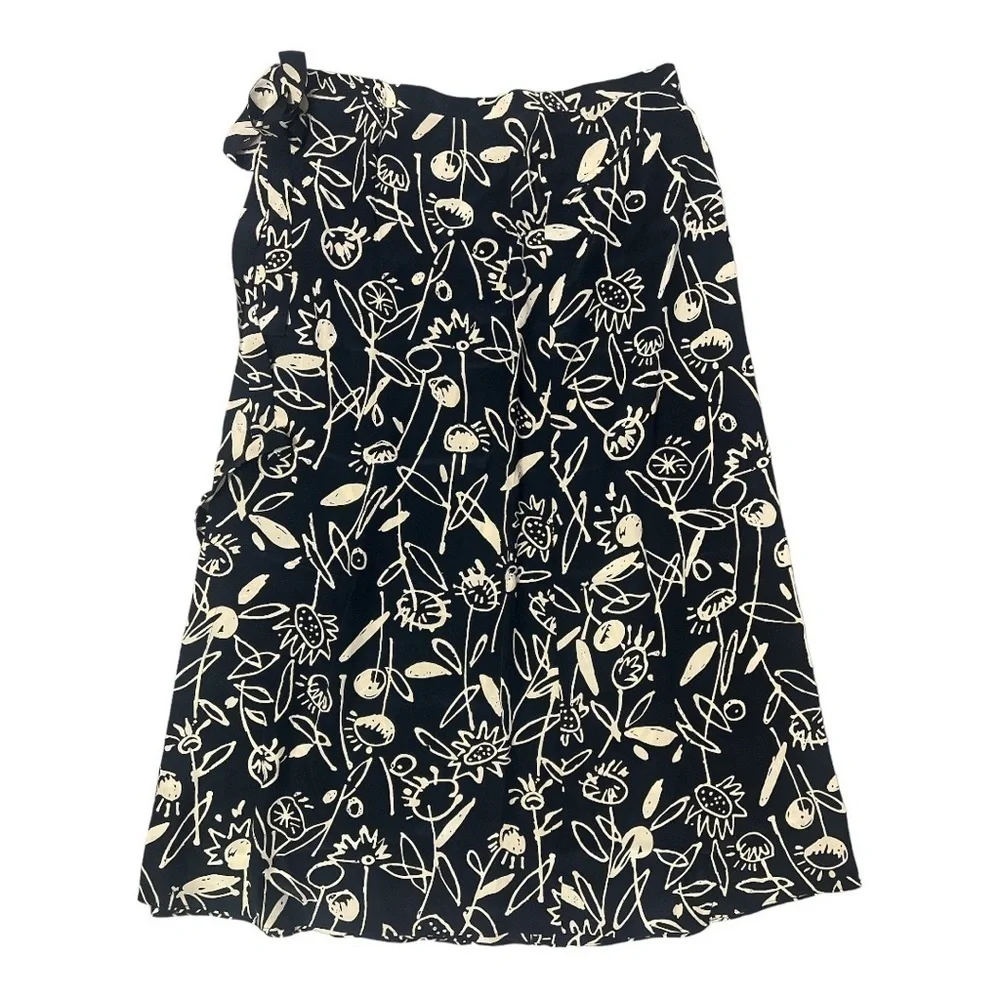 Linda Allard Ellen‎ Tracy Full Wrap Maxi Skirt 100% Silk Size 4 EF2